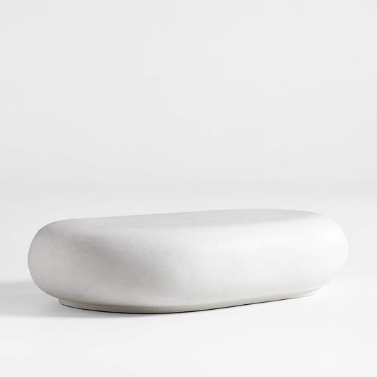 Pebble White Concrete 59" Oval Indoor/Outdoor Coffee Table by Leanne Ford