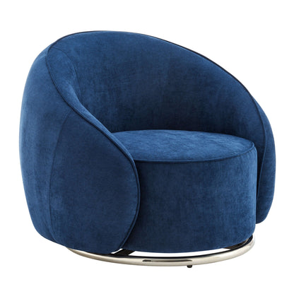 Sapphire Swing Luxury Swivel Accent Chair Blue and Chrome